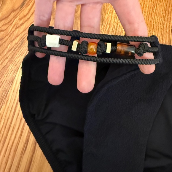 ViX Swimwear Paula Hermanny Black Bikini Bottoms with Beading Size M - Picture 2 of 10